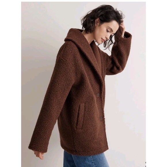 Madewell Pebbled Faux Shearling Shawl Collar Coat Women's Size Medium - Picture 13 of 15